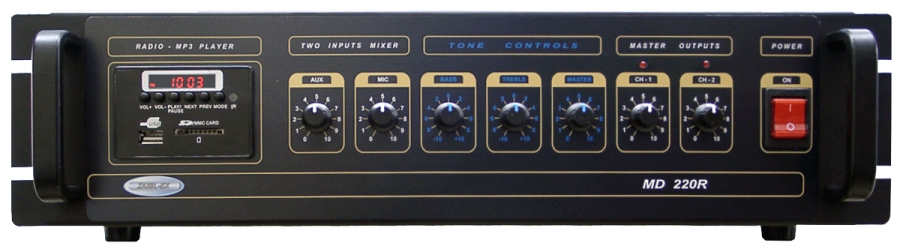 ΜΙΚΡΟΦΩΝΙΚΟΣ ΕΝΙΣΧΥΤΗΣ 2x120W ΜΕ Mp3 player και Tuner MD 220R